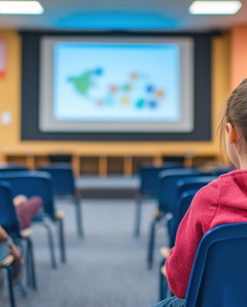 two children listening at class